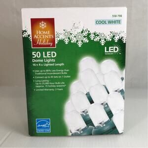 NWT Home Accents Holiday Cool Light 50 LED Dome Lights 16ft 4in